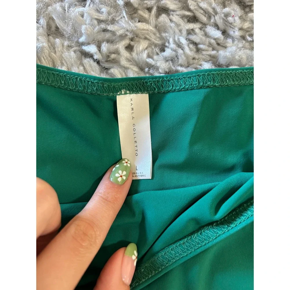 Karla Colletto Basics Ruffle V-neck One Piece & Skirt in Lichen Green‎ sz 12